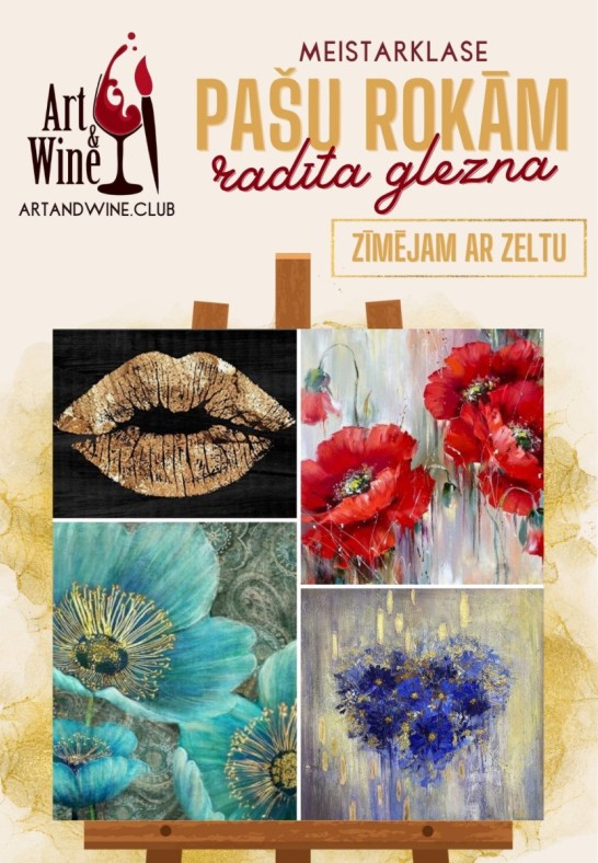 Art&Wine radošā meistarklase: Gleznojam ar zeltu.