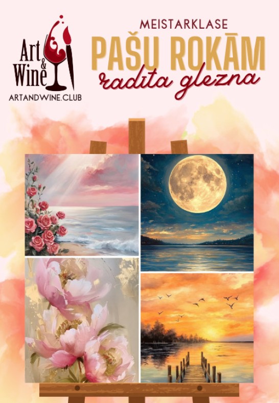 Art&Wine radošā meistarklase: Gleznojam 'Ziedi un ainavas'