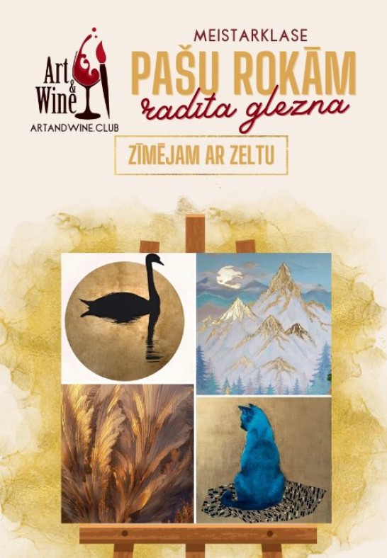 Art and Wine radošā meistarklase: Zīmējam ar zeltu