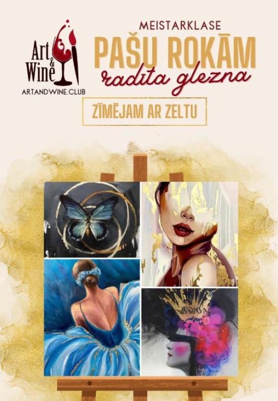 Art and Wine radošā meistarklase: Zīmējam ar zeltu