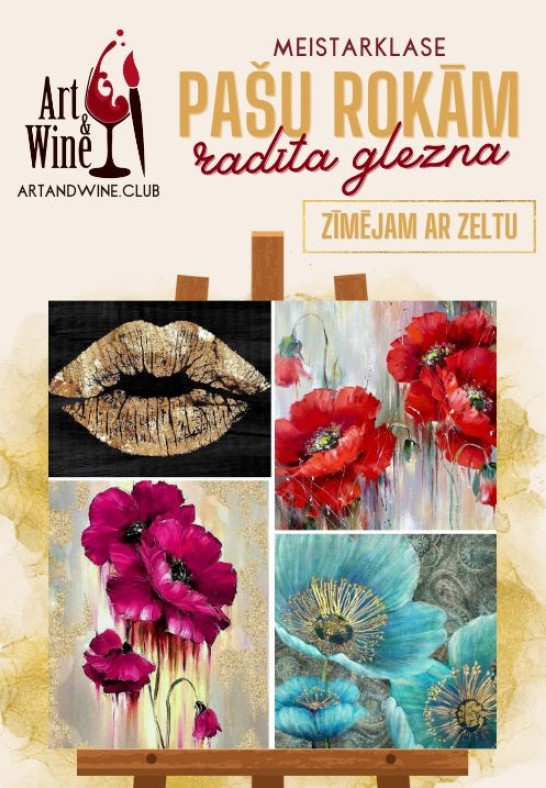 Art&Wine radošā meistarklase: Gleznojam ar zeltu.