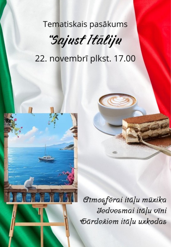 Art&Wine tematiskais pasākums 'Sajust Itāliju'