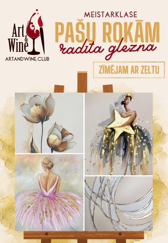 Art&Wine radošā meistarklase: Gleznojam ar zeltu.