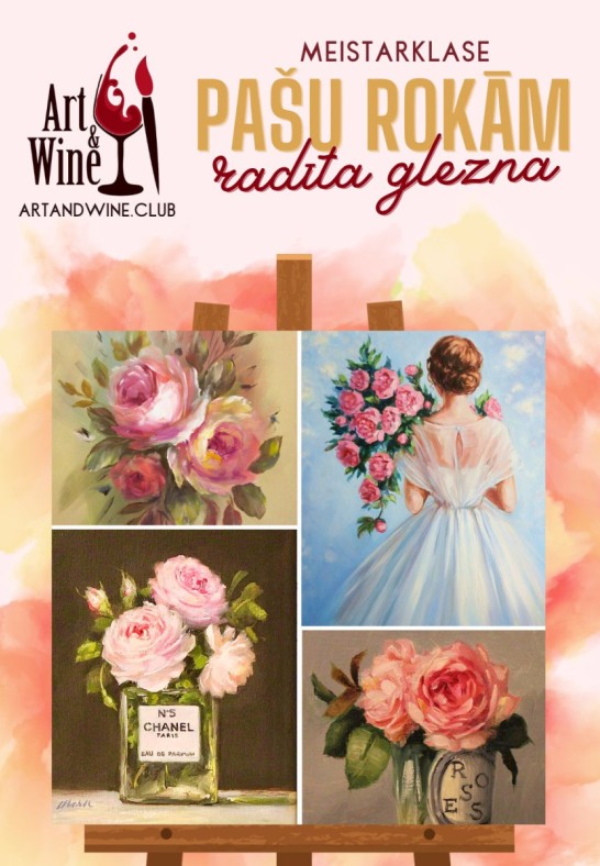 Art&Wine radošā meistarklase: Zīmējam 'Peonijas'.