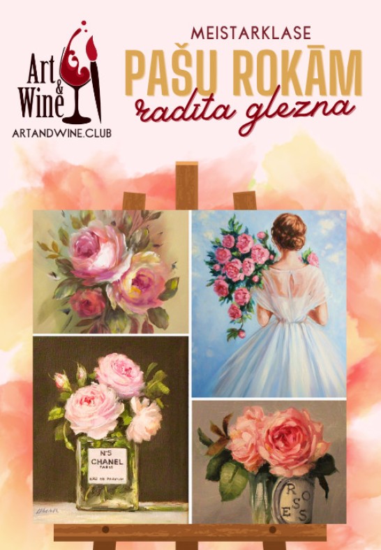 Art&Wine radošā meistarklase: Gleznojam 'Ziedi un Ainavas'.